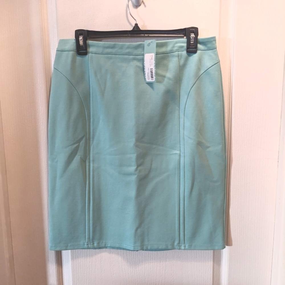 NWT Stitch Fix 41 Hawthorn Aqua Pencil Skirt, Sz L